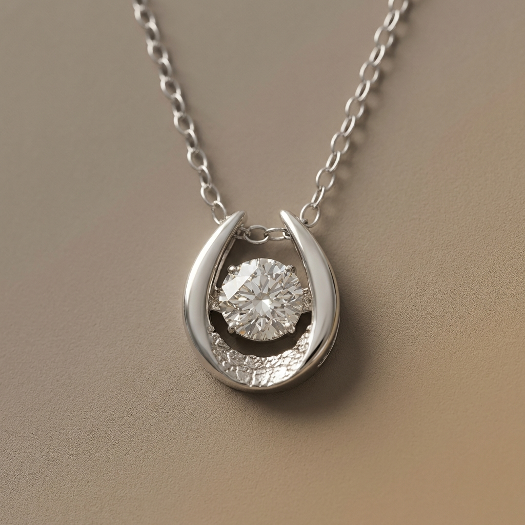 1 carat dancing moissanite circle necklace in platinum-plated 925 sterling silver