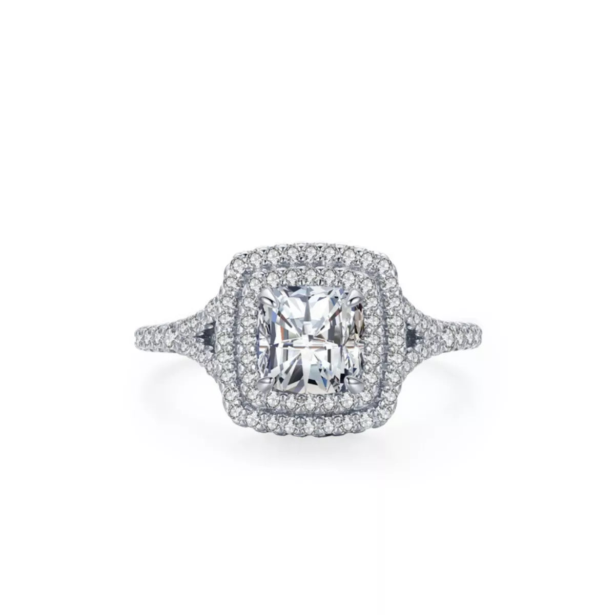 Front view of the Virella™ split-shank halo ring