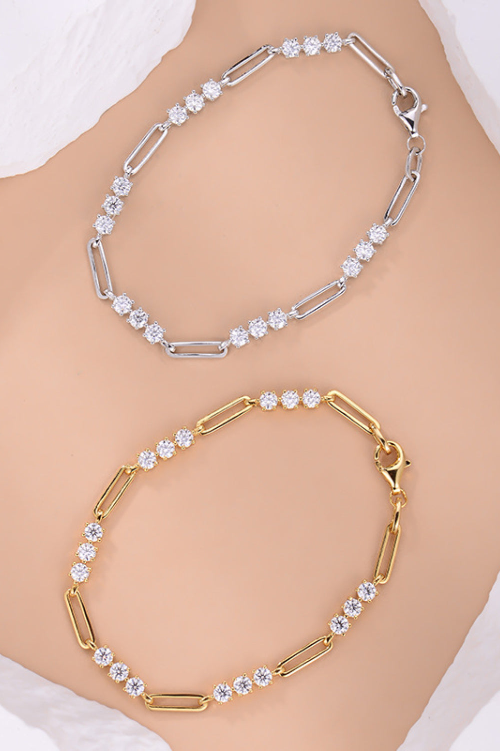 1.8 carat minimalist moissanite bracelet in sterling silver 