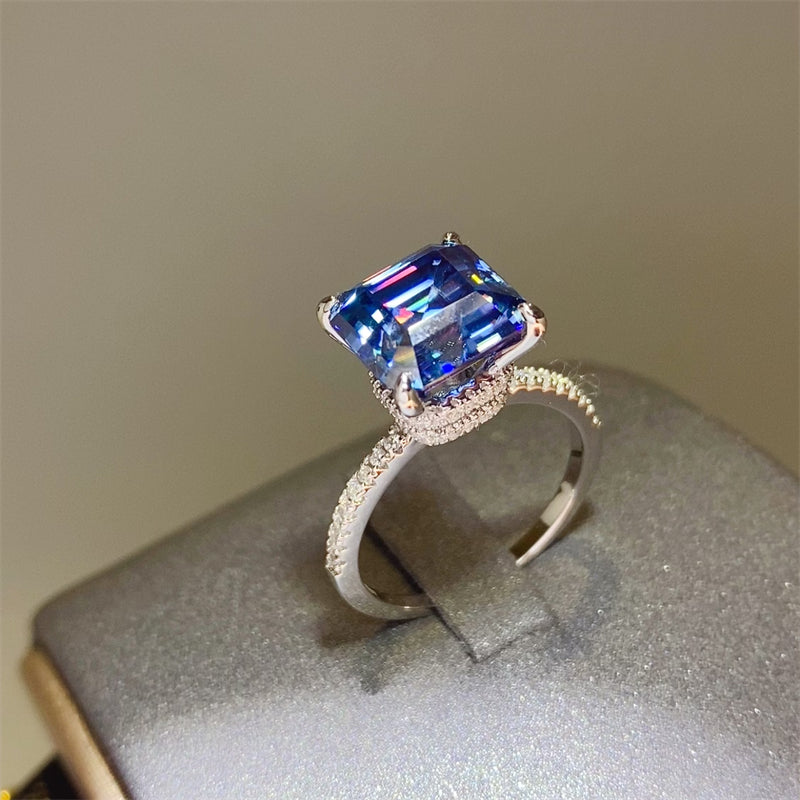 5 Carat Blue Moissanite & Zircon Sterling Silver Ring – Luxury Shine | MerchLuxx - MerchLuxx