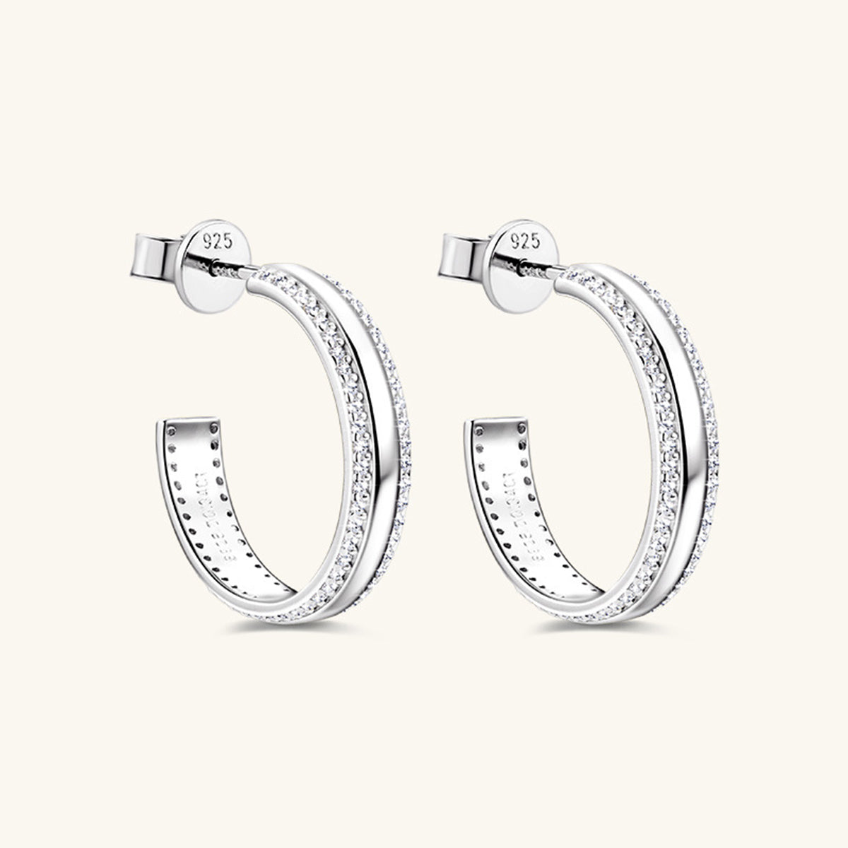 25 Sterling Silver Inlaid Moissanite C-Hoop Earrings – 18K Gold-Plated | MerchLuxx - MerchLuxx