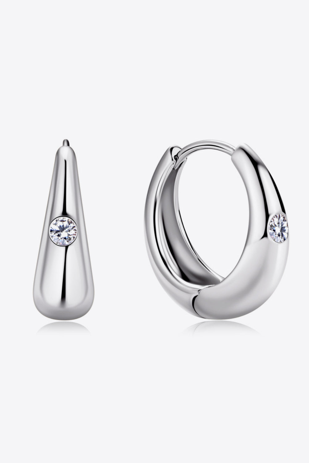 Moissanite Single Channel Set Sterling Silver Hoop Earrings | MerchLuxx - MerchLuxx