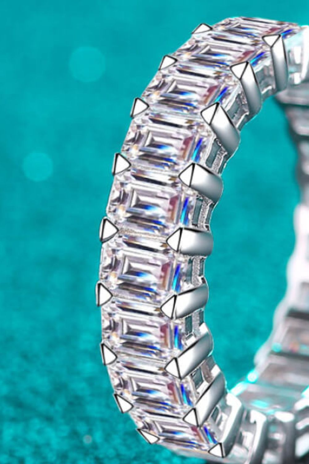 Eternyx 10.5-carat moissanite eternity band in rhodium-plated sterling silver by MerchLuxx
