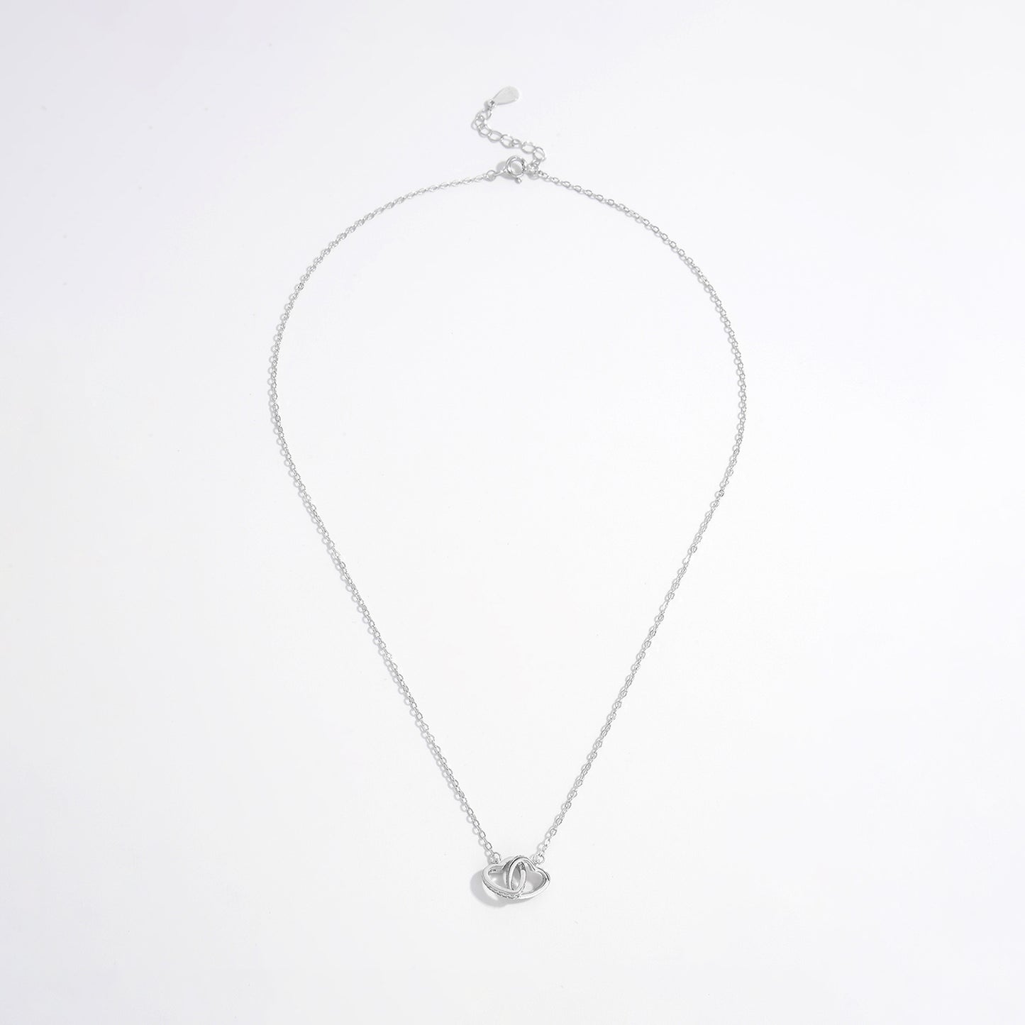 925 Sterling Silver Inlaid Zircon Connected Hearts Necklace | MerchLuxx - MerchLuxx