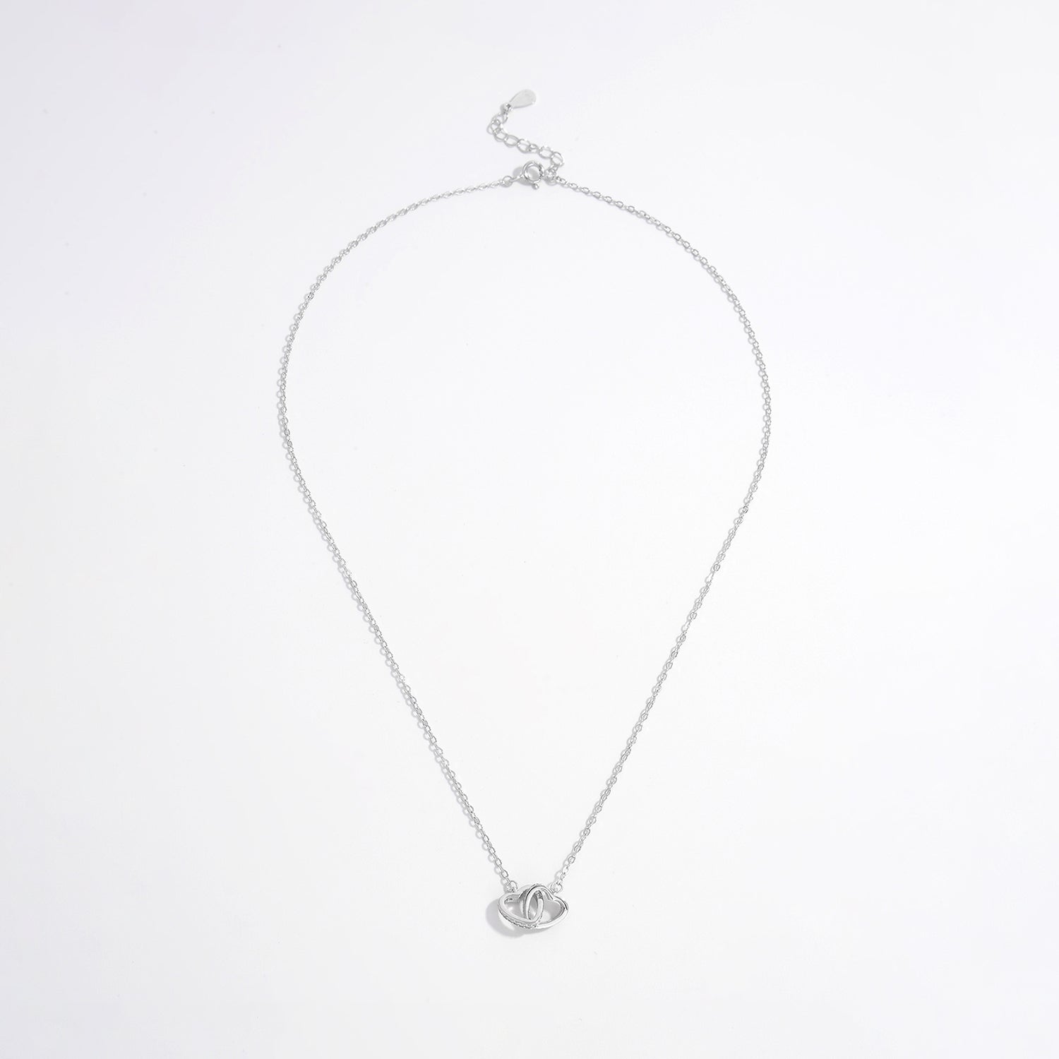 925 Sterling Silver Inlaid Zircon Connected Hearts Necklace | MerchLuxx - MerchLuxx