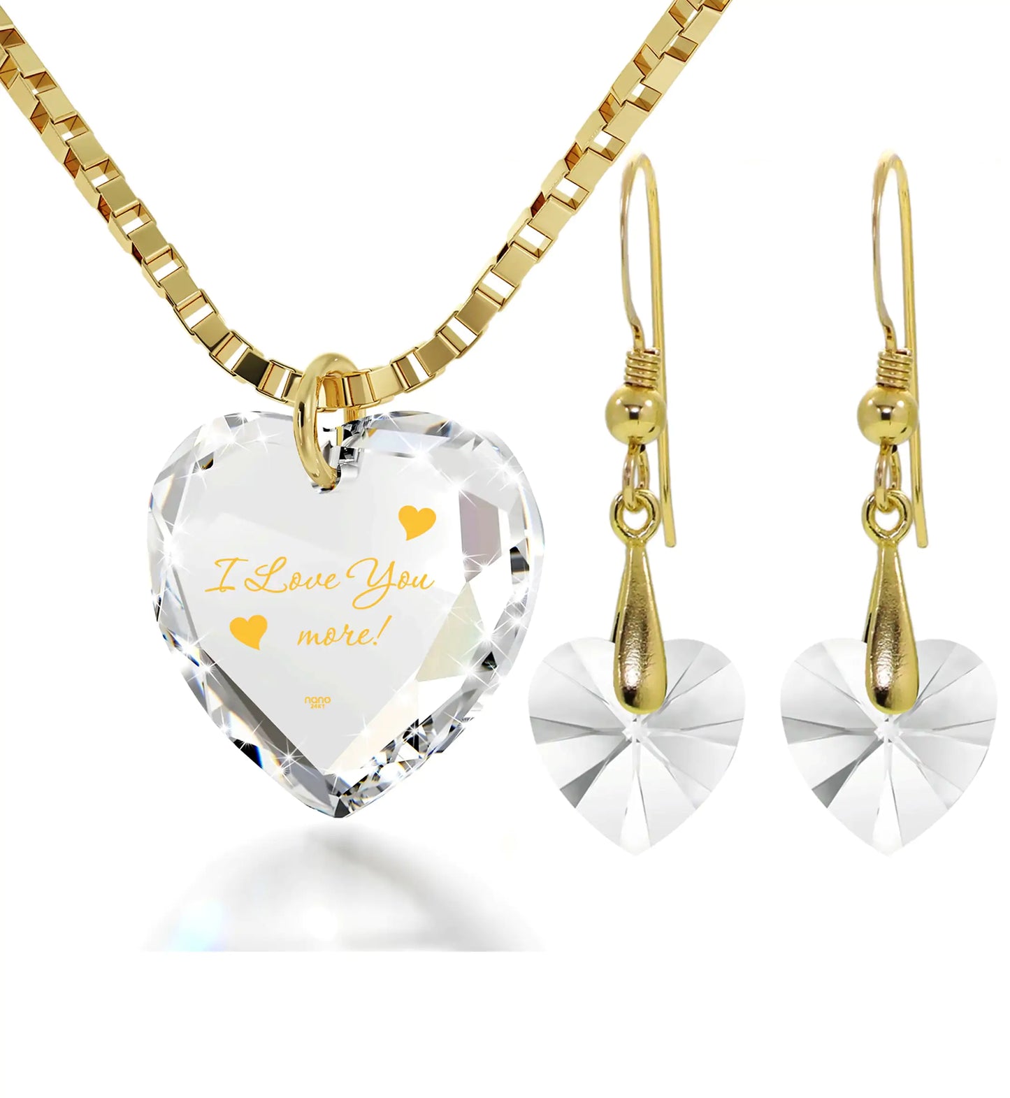 Tiny Heart Jewelry Set – 24K Gold "I Love You More" Necklace & Earrings | MerchLuxx - MerchLuxx