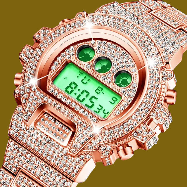 Digital Diamond Hip Hop Watch – Iced-Out Luxury & Urban Style | MerchLuxx - MerchLuxx