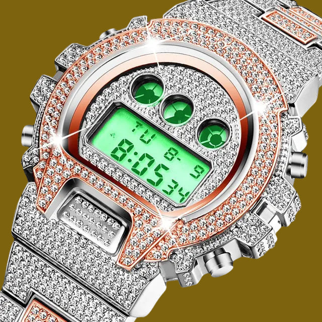 Digital Diamond Hip Hop Watch – Iced-Out Luxury & Urban Style | MerchLuxx - MerchLuxx