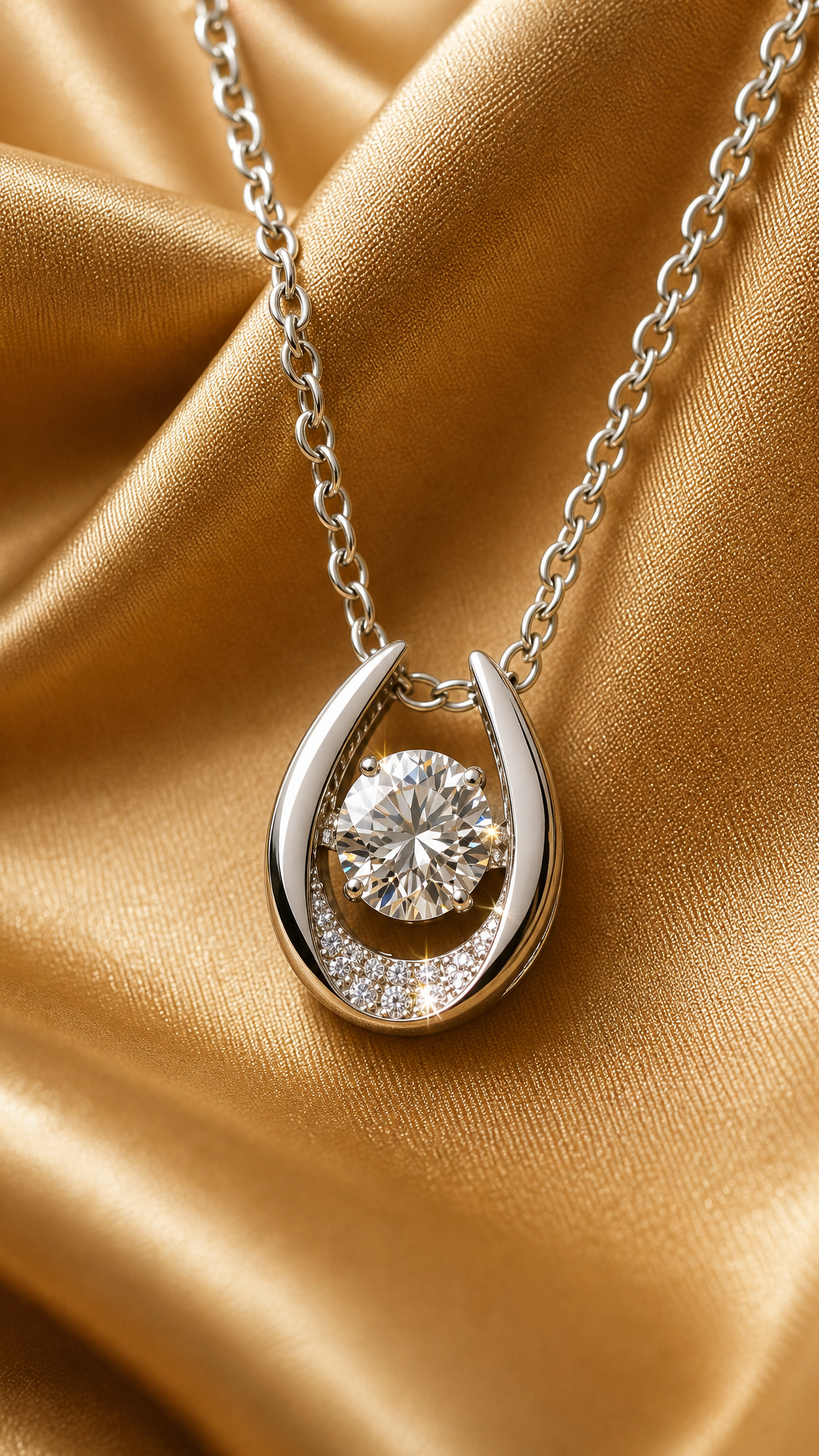 1 carat dancing moissanite circle necklace in platinum-plated 925 sterling silver