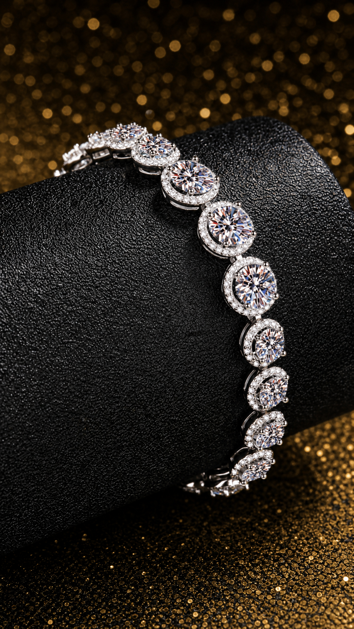 10.4 carat grand moissanite bracelet in rhodium plated sterling silver