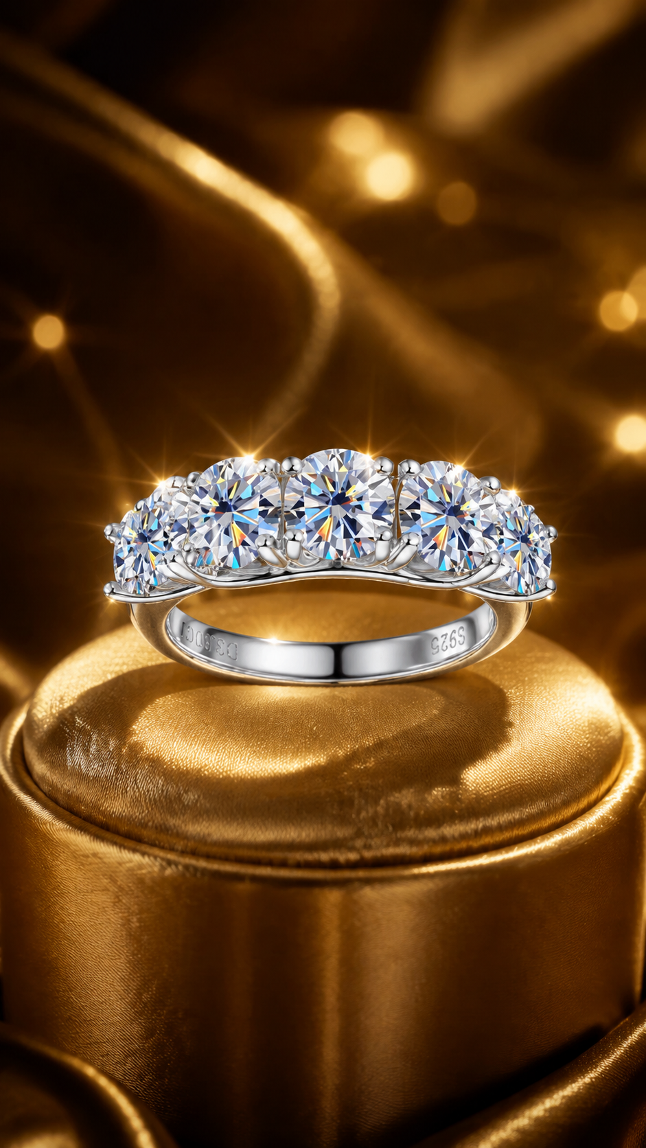 Top view of the Aurivelle™ Five Stone Ring in 925 sterling silver