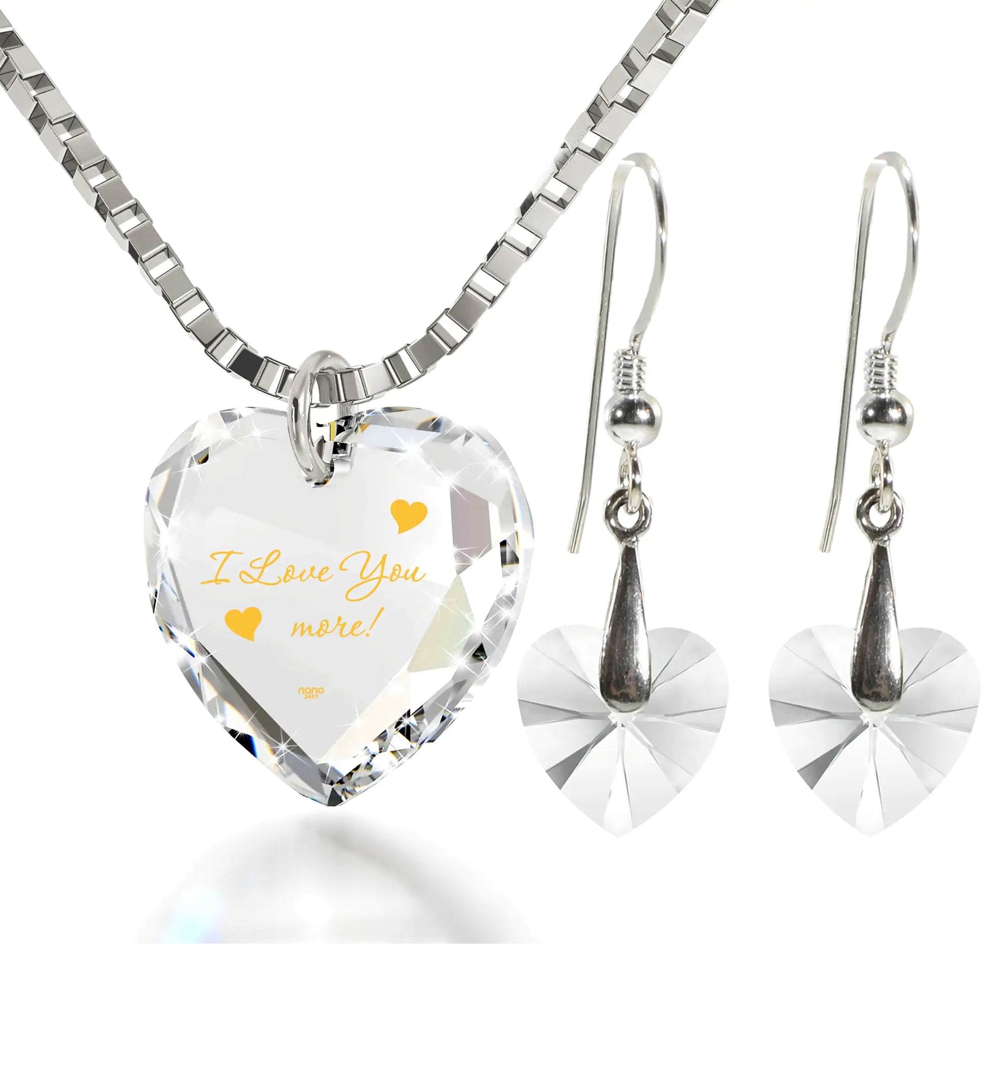 Tiny Heart Jewelry Set – 24K Gold "I Love You More" Necklace & Earrings | MerchLuxx - MerchLuxx