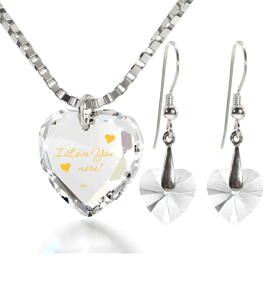 Tiny Heart Jewelry Set – 24K Gold "I Love You More" Necklace & Earrings | MerchLuxx - MerchLuxx