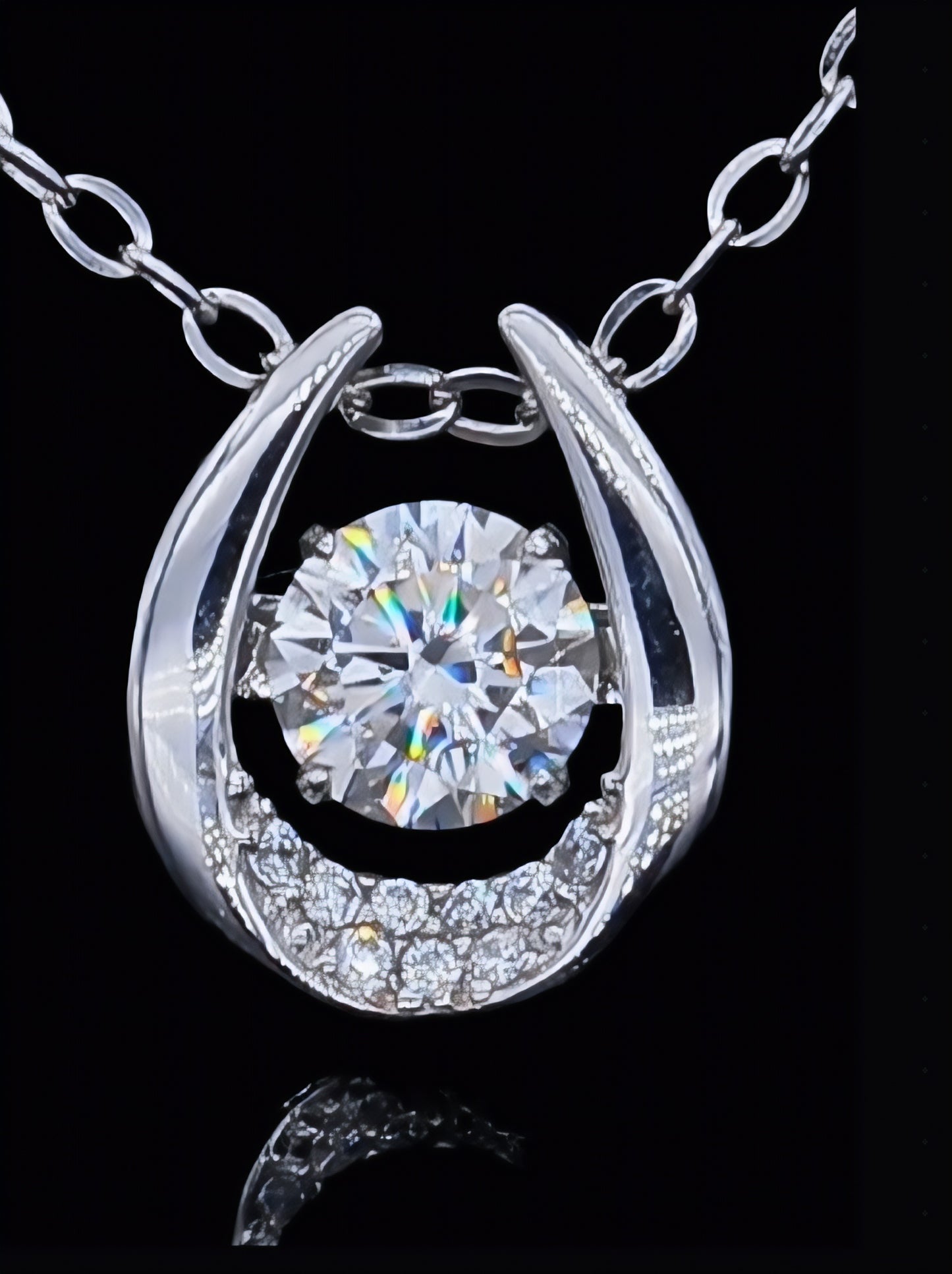 1 carat dancing moissanite circle necklace in platinum-plated 925 sterling silver