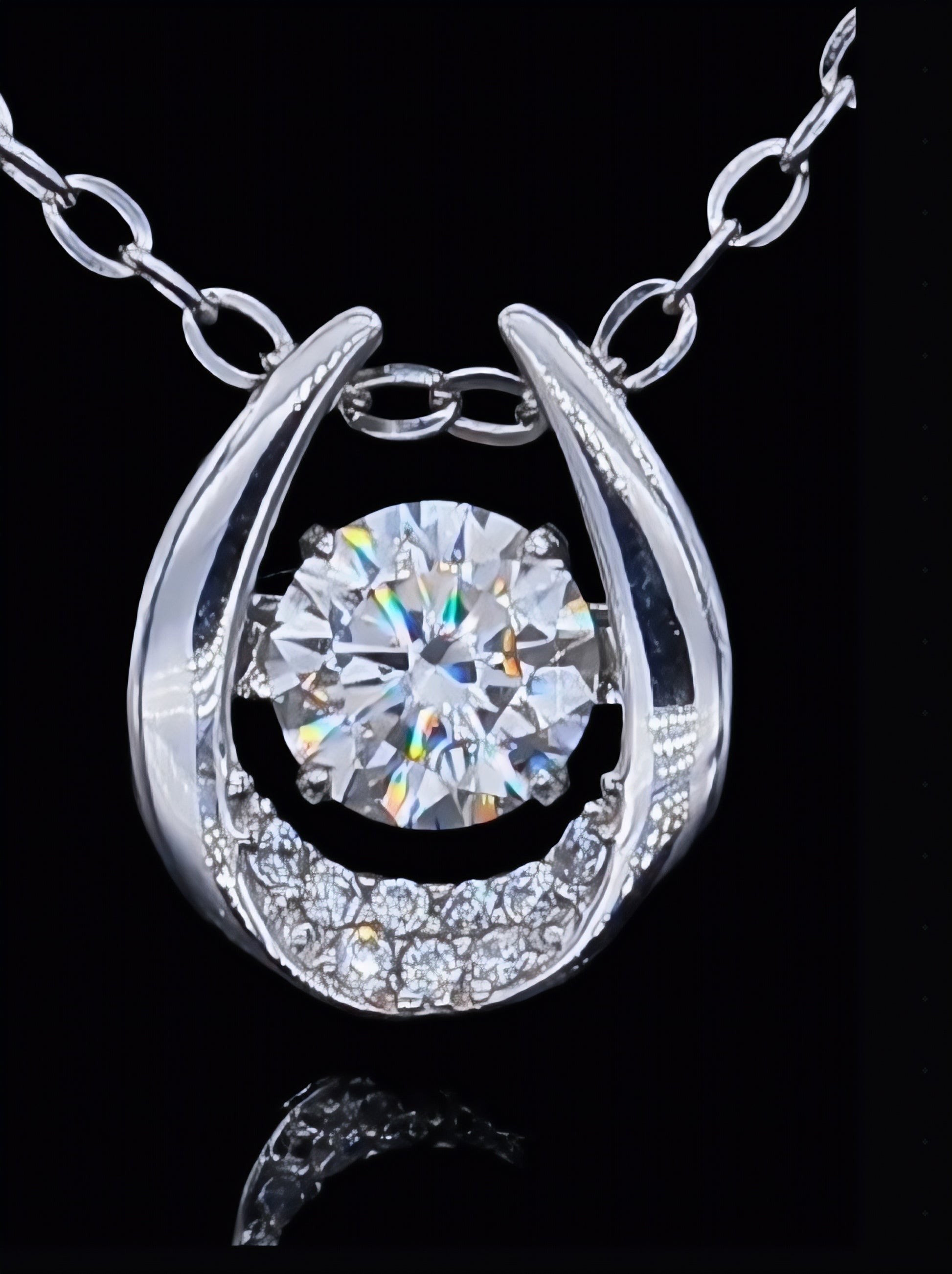 1 carat dancing moissanite circle necklace in platinum-plated 925 sterling silver