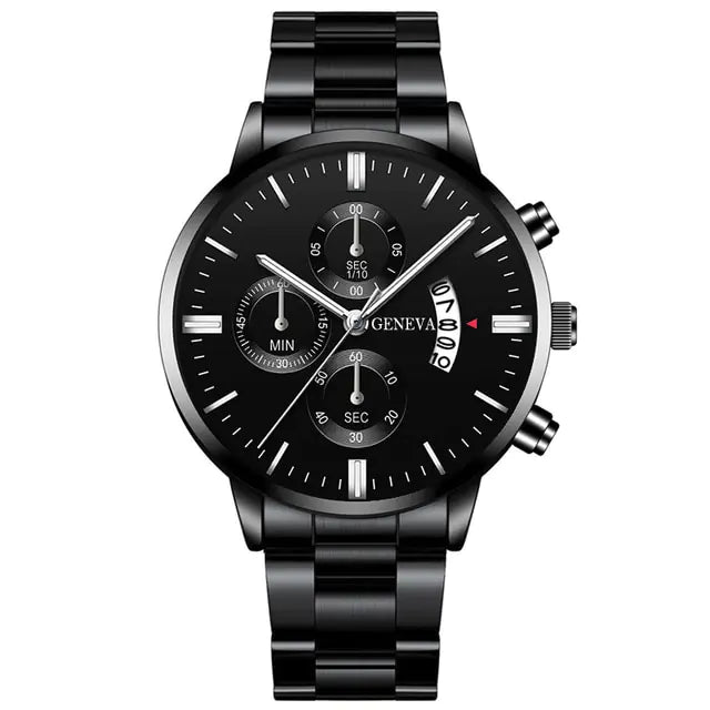Geneva Men’s Luxury Stainless Steel Watch – Timeless Sophistication | MerchLuxx - MerchLuxx