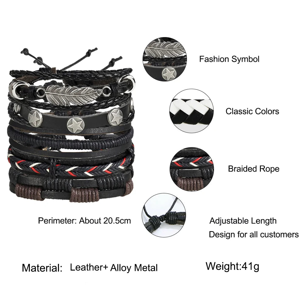Fashionable Multilayer Leather Bracelet – Rugged & Stylish | MerchLuxx - MerchLuxx