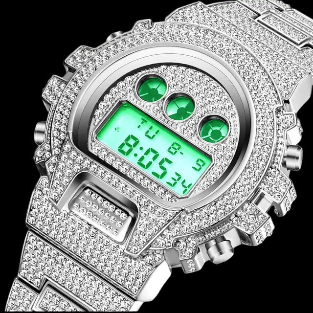Digital Diamond Hip Hop Watch – Iced-Out Luxury & Urban Style | MerchLuxx - MerchLuxx