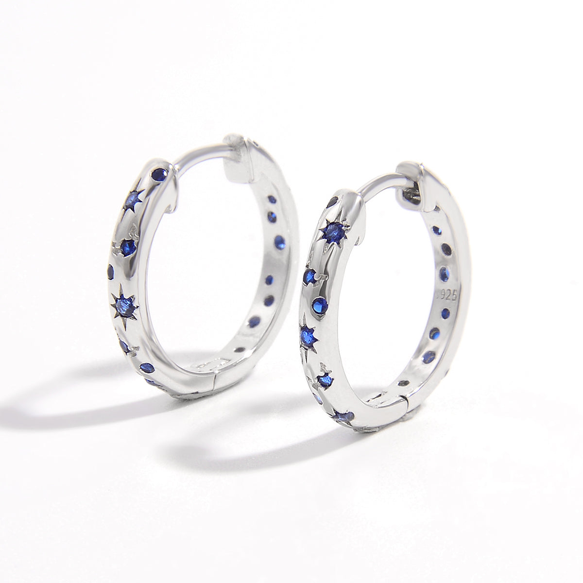 925 Sterling Silver Inlaid Zircon Huggie Earrings – Platinum-Plated | MerchLuxx - MerchLuxx