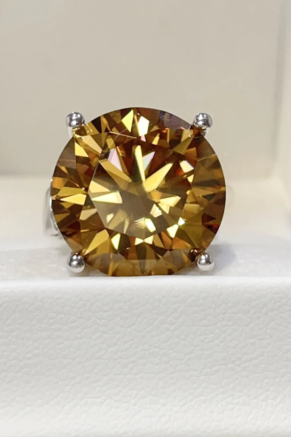 Aurelion 20-carat golden moissanite ring in sterling silver by MerchLuxx