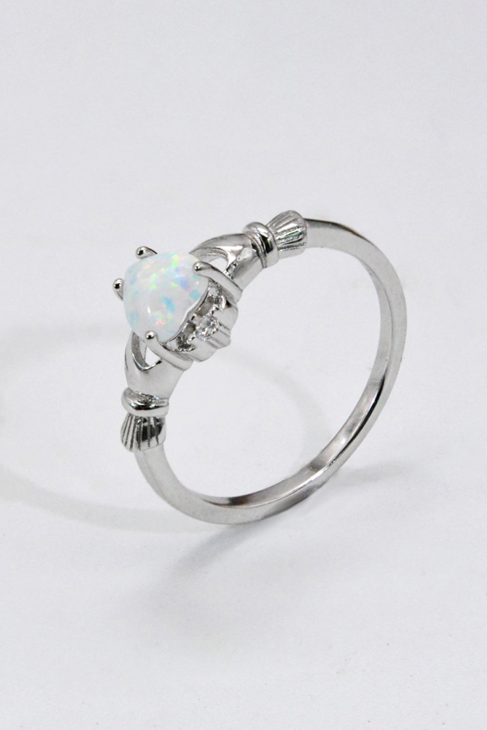 925 Sterling Silver Heart Opal Ring – Platinum-Plated | MerchLuxx - MerchLuxx