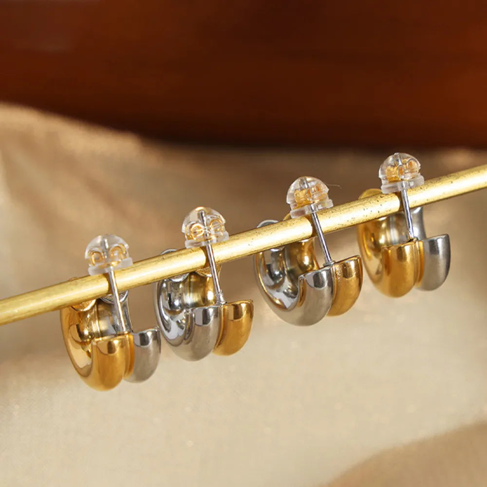 18K Gold-Plated C-Hoop Earrings | Titanium Steel | MerchLuxx - MerchLuxx