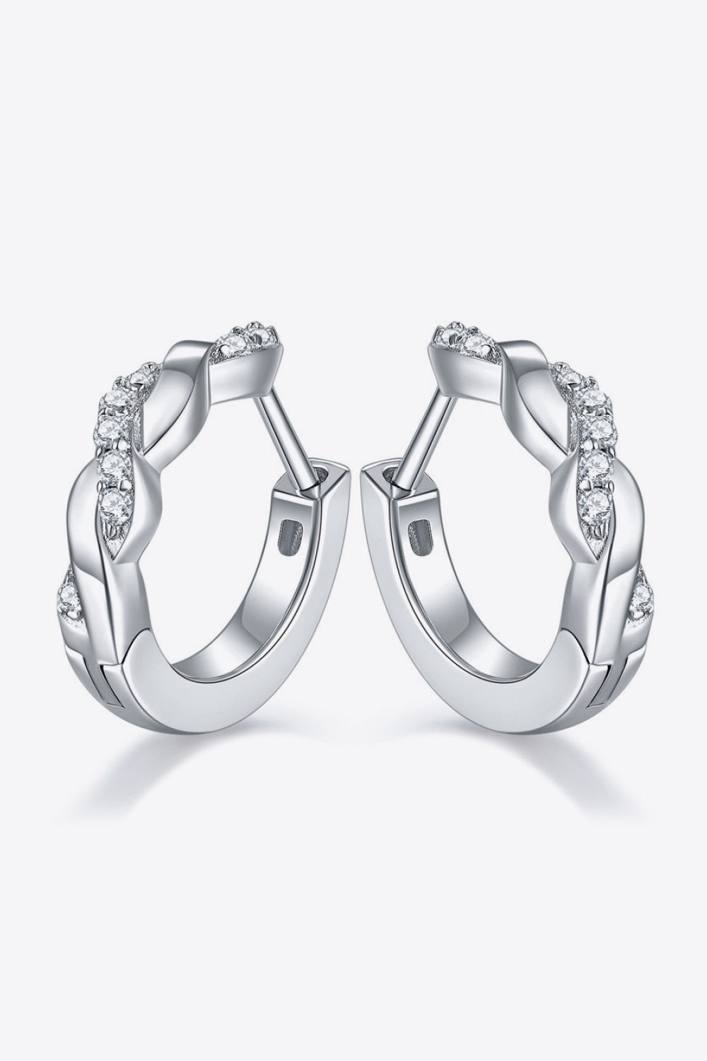 Moissanite Twisted Channel Set Platinum-Plated Earrings | MerchLuxx - MerchLuxx