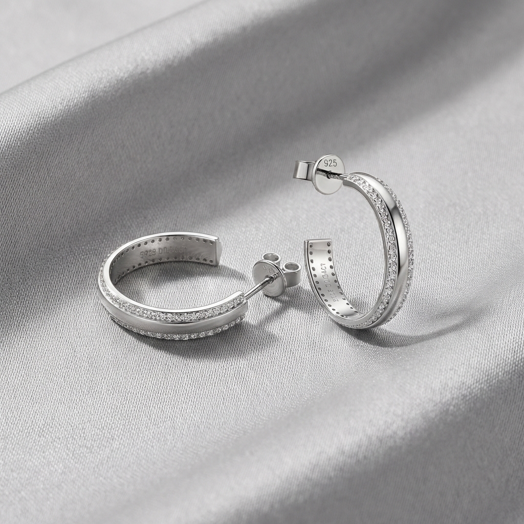 0.68 carat moissanite C-hoop earrings in 18K gold-plated 925 sterling silver by MerchLuxx