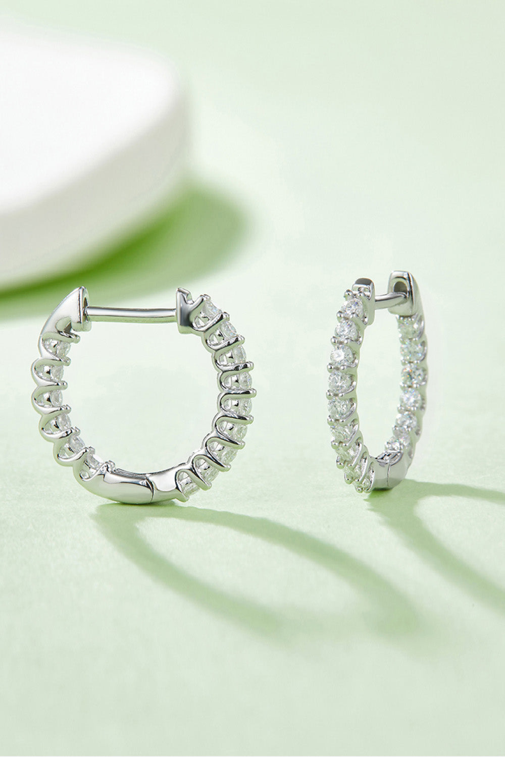 Moissanite 925 Sterling Silver Channel Hoop Earrings – Elegant Sparkle | MerchLuxx - MerchLuxx