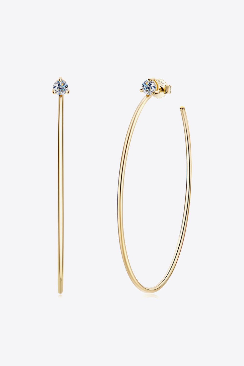 Adoréa gold plated 925 sterling silver moissanite statement hoop earrings