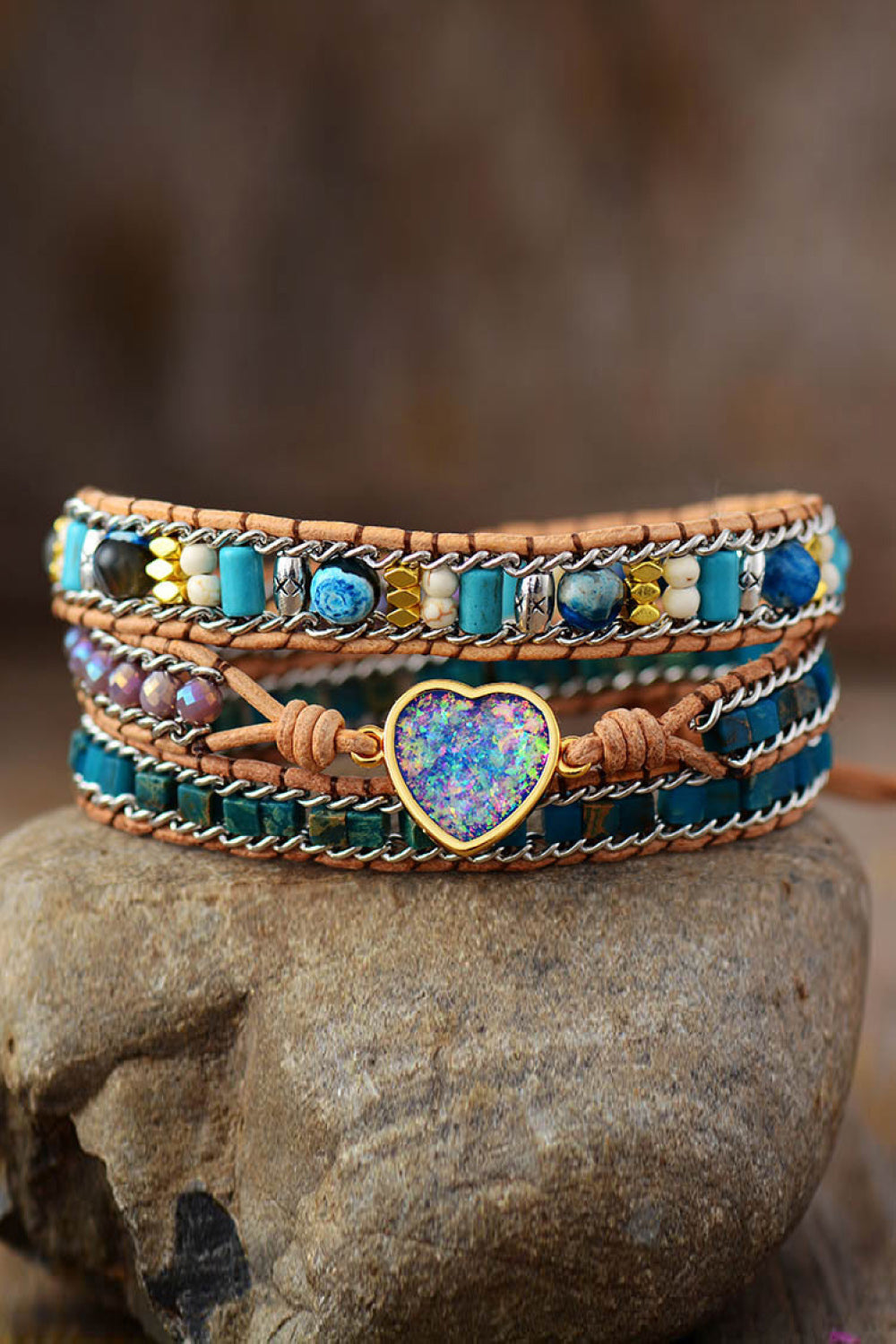 Heart Layered Bracelet – Opal, Imperial Jasper & Natural Stones | MerchLuxx - MerchLuxx
