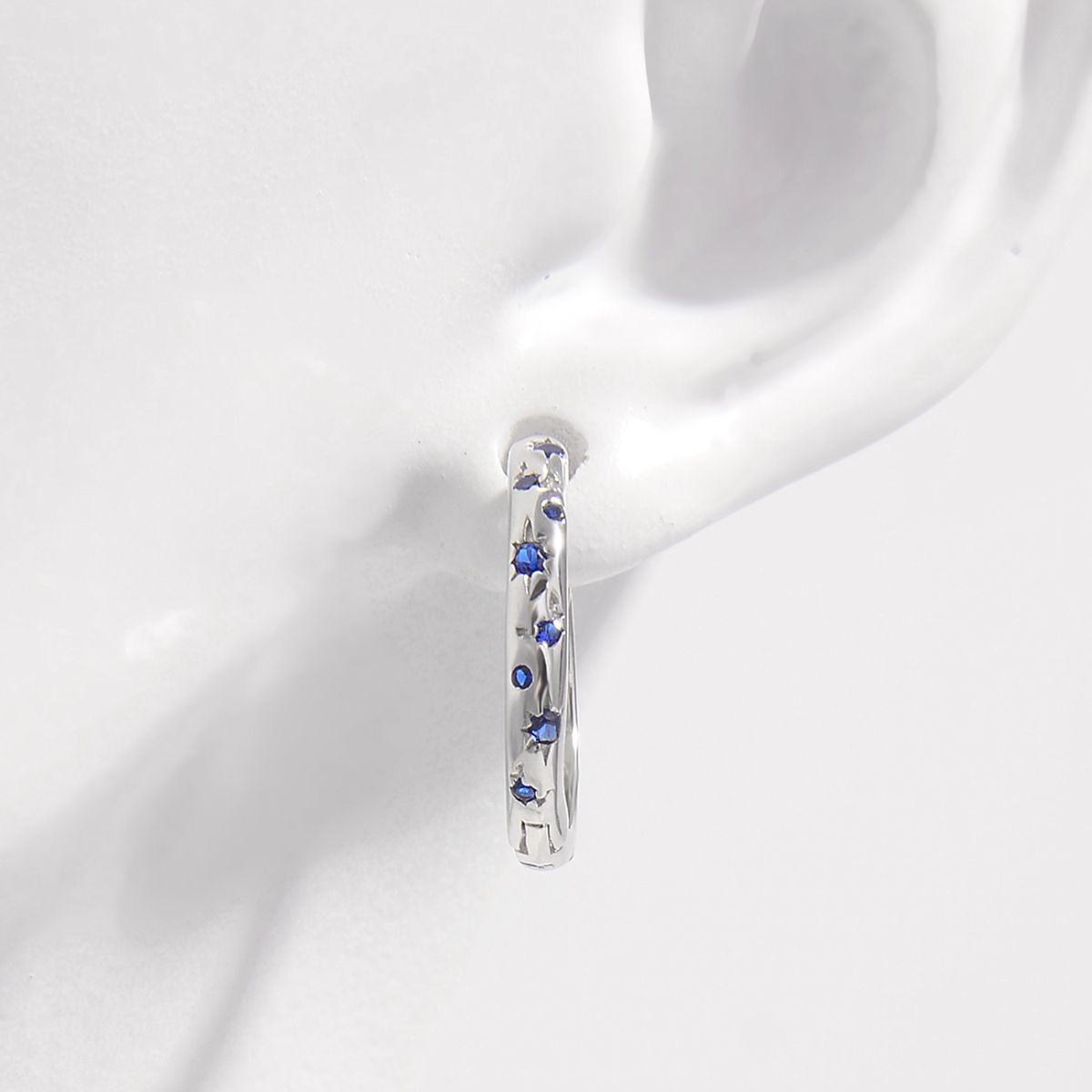 925 Sterling Silver Inlaid Zircon Huggie Earrings – Platinum-Plated | MerchLuxx - MerchLuxx