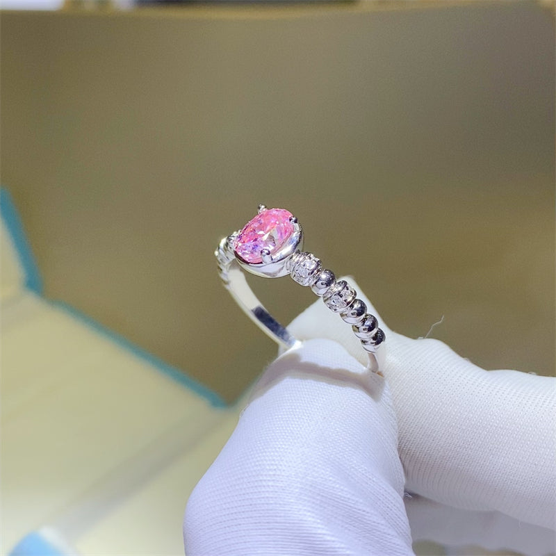 1 Carat Pink Inlaid Moissanite Ring – Elegant Sparkle | MerchLuxx - MerchLuxx