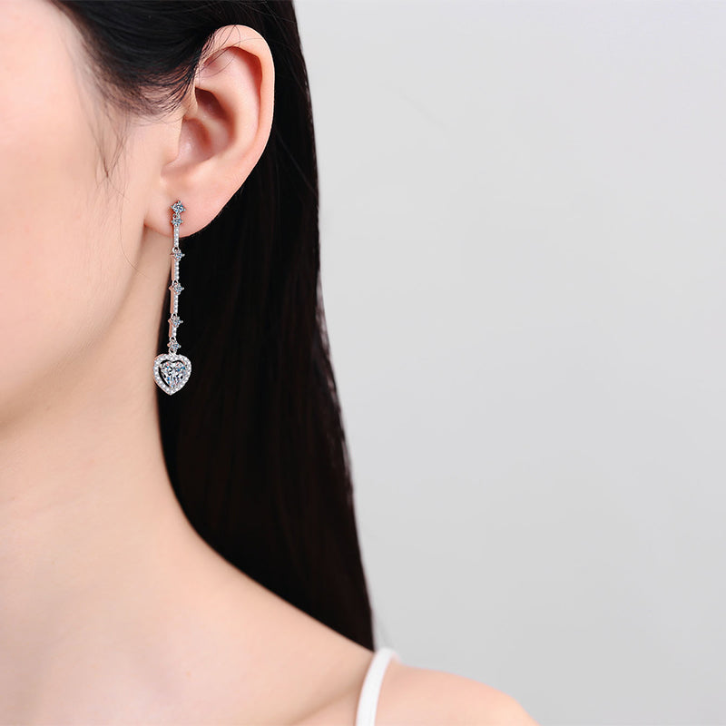2 Carat Moissanite Zircon 925 Sterling Silver Heart Earrings-MerchLuxx - MerchLuxx