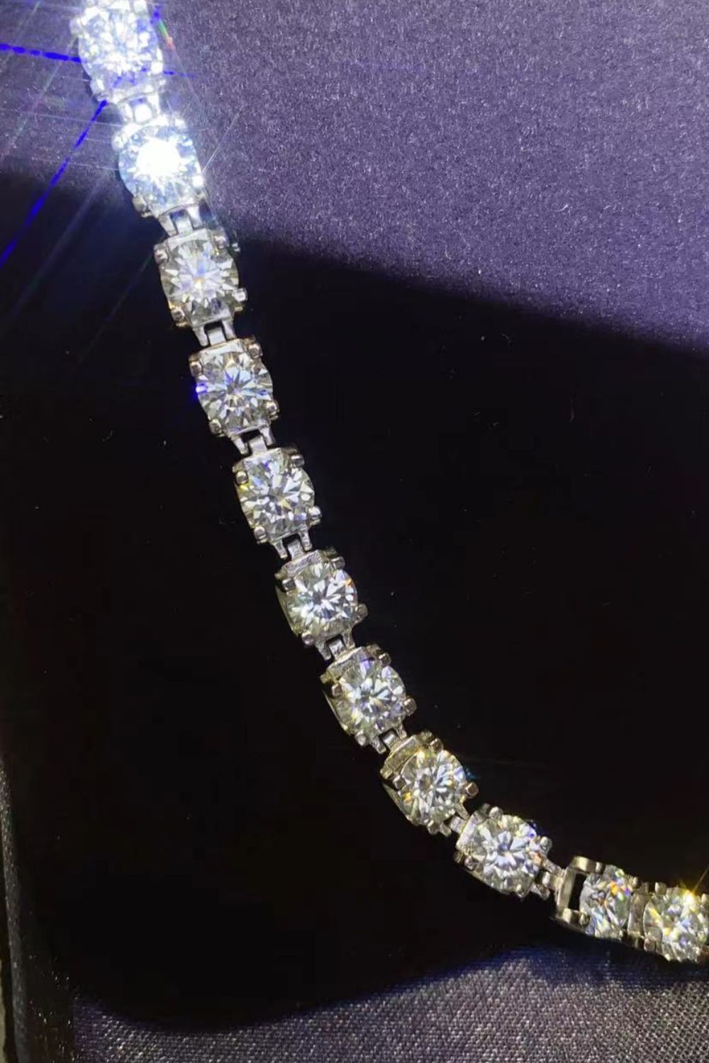 Brillara 10-carat moissanite tennis bracelet in platinum-plated sterling silver by MerchLuxx