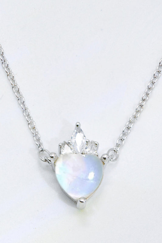 925 Sterling Silver Moonstone Heart Pendant Necklace | MerchLuxx - MerchLuxx
