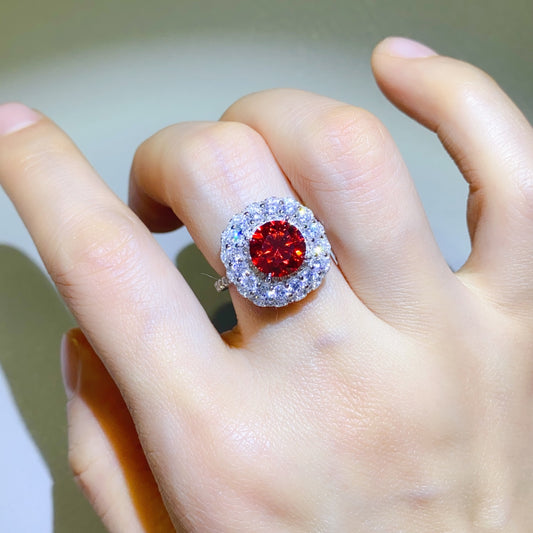 2 Carat Moissanite Ring with Inlaid Ruby – Elegant & Timeless | MerchLuxx - MerchLuxx