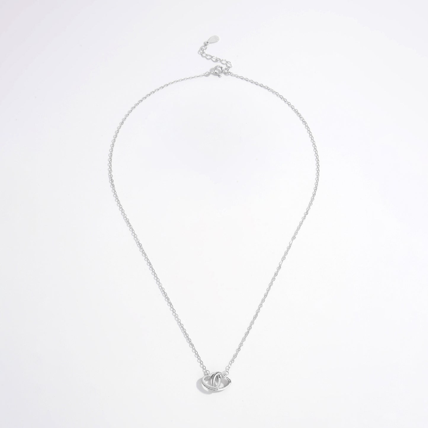 925 Sterling Silver Inlaid Zircon Connected Hearts Necklace | MerchLuxx - MerchLuxx