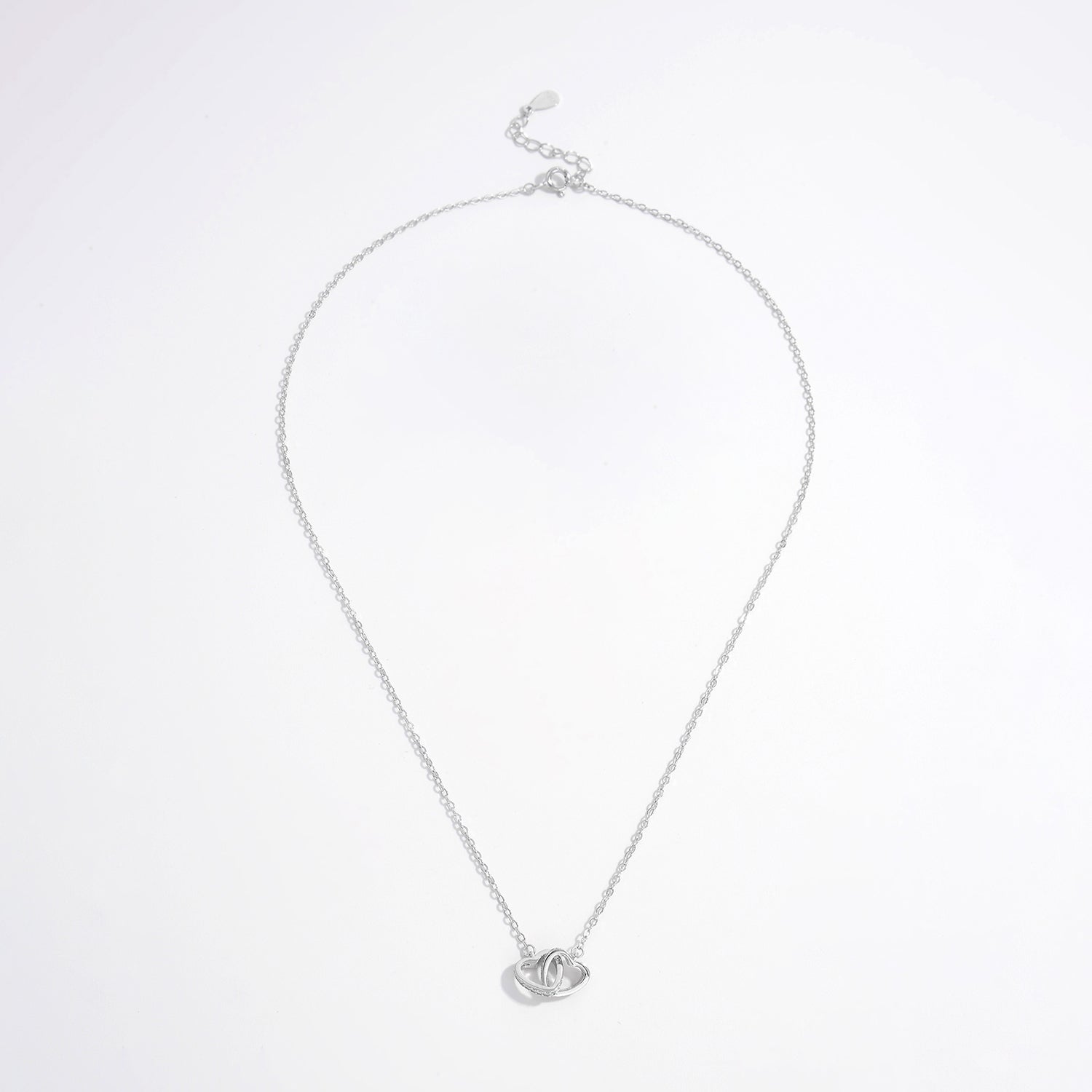 925 Sterling Silver Inlaid Zircon Connected Hearts Necklace | MerchLuxx - MerchLuxx