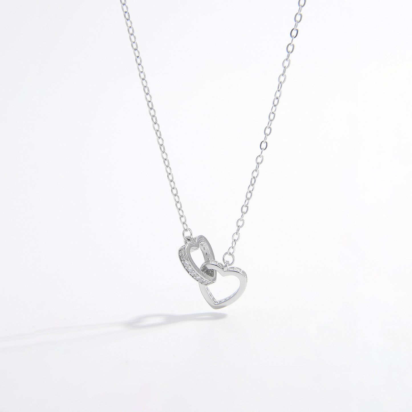 925 Sterling Silver Inlaid Zircon Connected Hearts Necklace | MerchLuxx - MerchLuxx