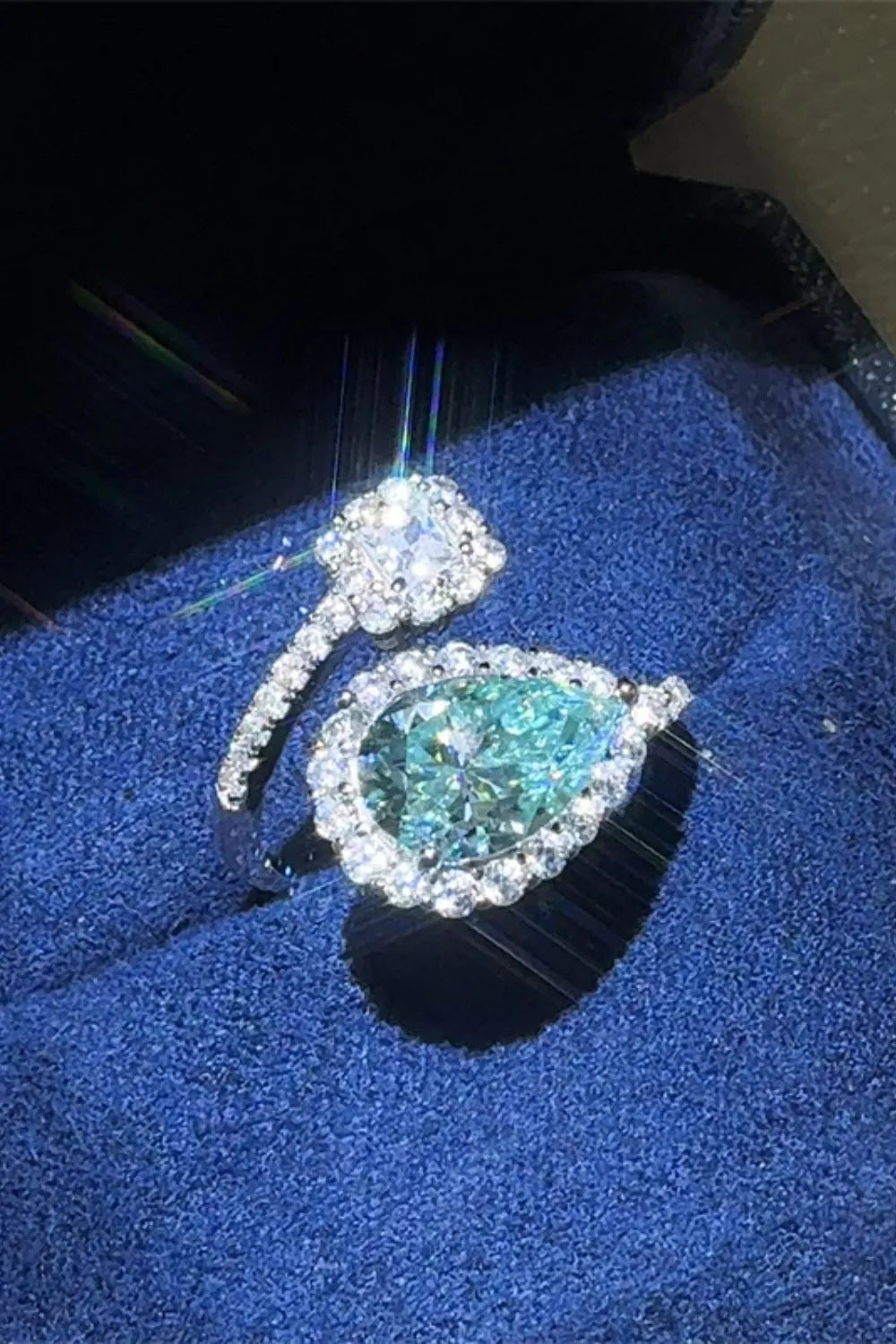 Seraphine 2-carat moissanite bypass ring in sterling silver by MerchLuxx