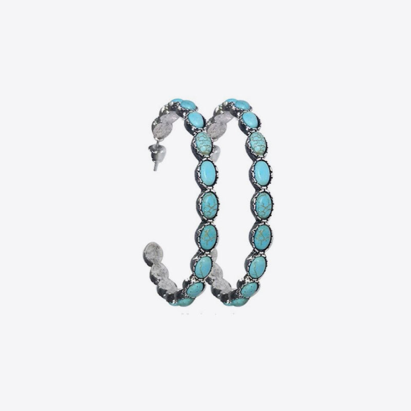 rtificial Turquoise C-Hoop Earrings – Bold & Bohemian | MerchLuxx - MerchLuxx