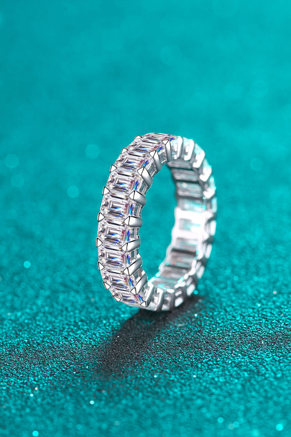 Eternyx 10.5-carat moissanite eternity band in rhodium-plated sterling silver by MerchLuxx