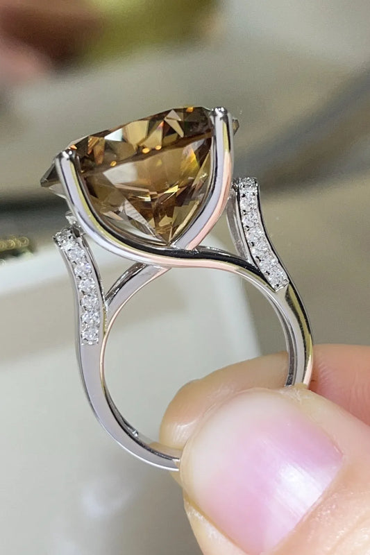 Aurelion 20-carat golden moissanite ring in sterling silver by MerchLuxx