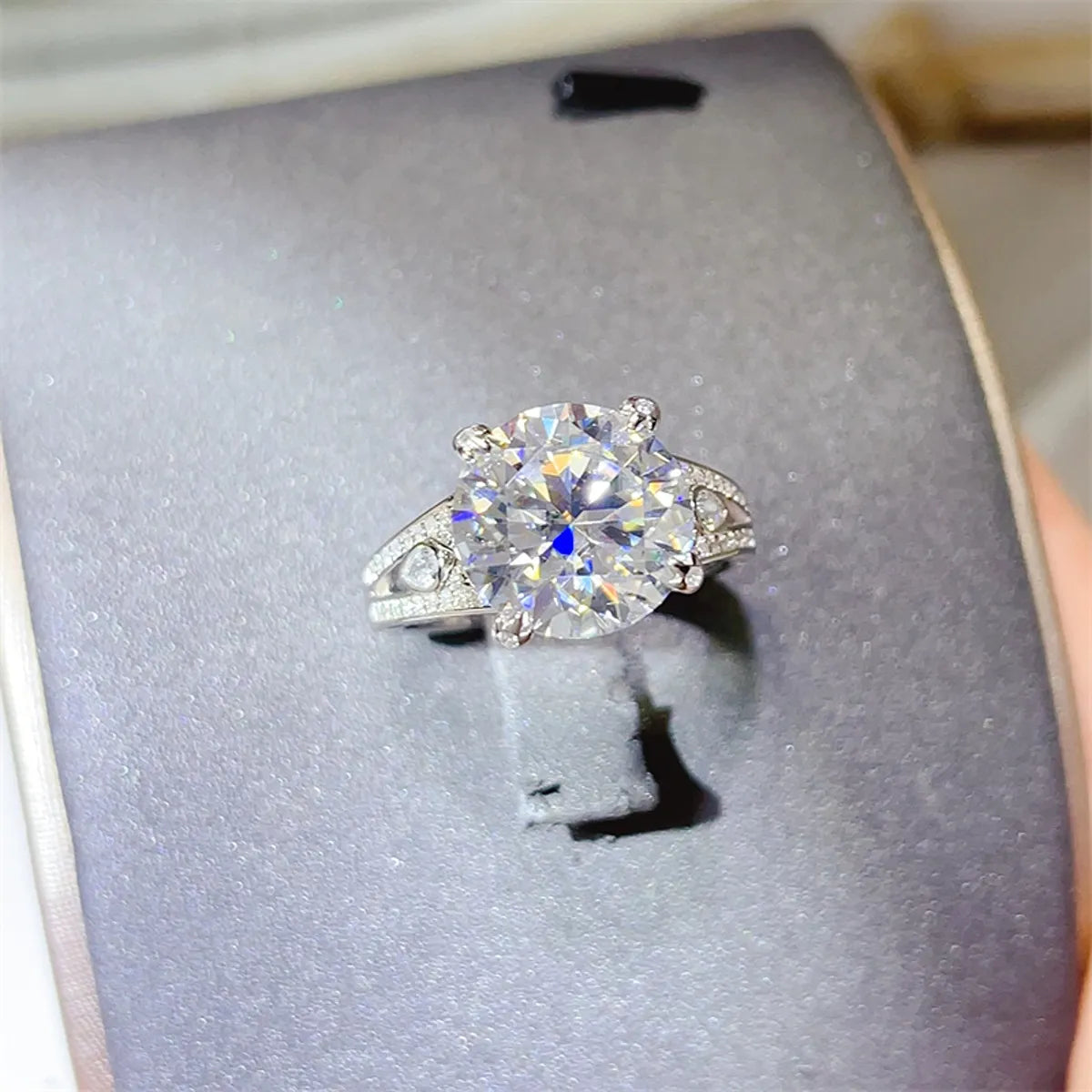 5 carat moissanite statement ring with sparkling split-style band