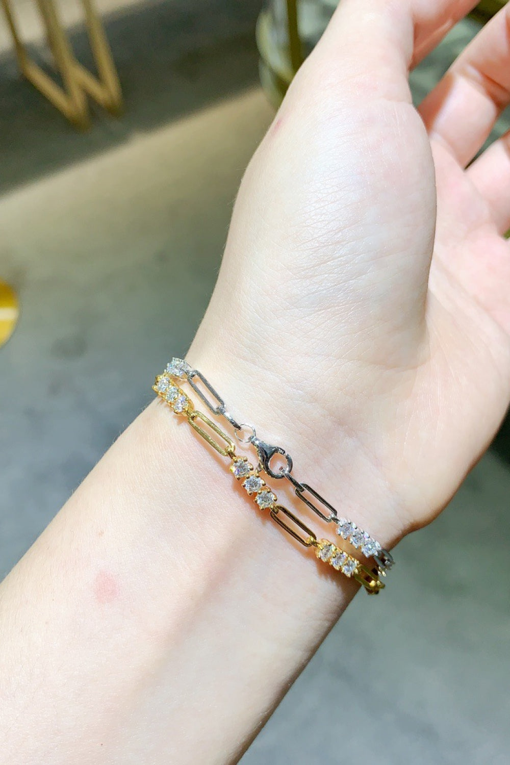 1.8 carat minimalist moissanite bracelet in sterling silver 