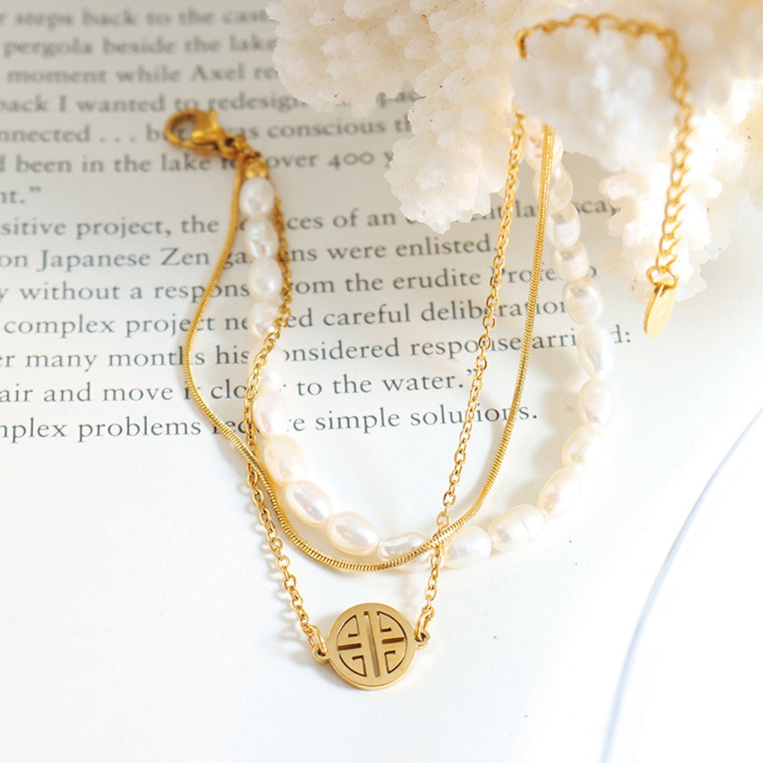 Titanium Steel Three-Layered Pearl Bracelet – Elegant & Timeless | MerchLuxx - MerchLuxx