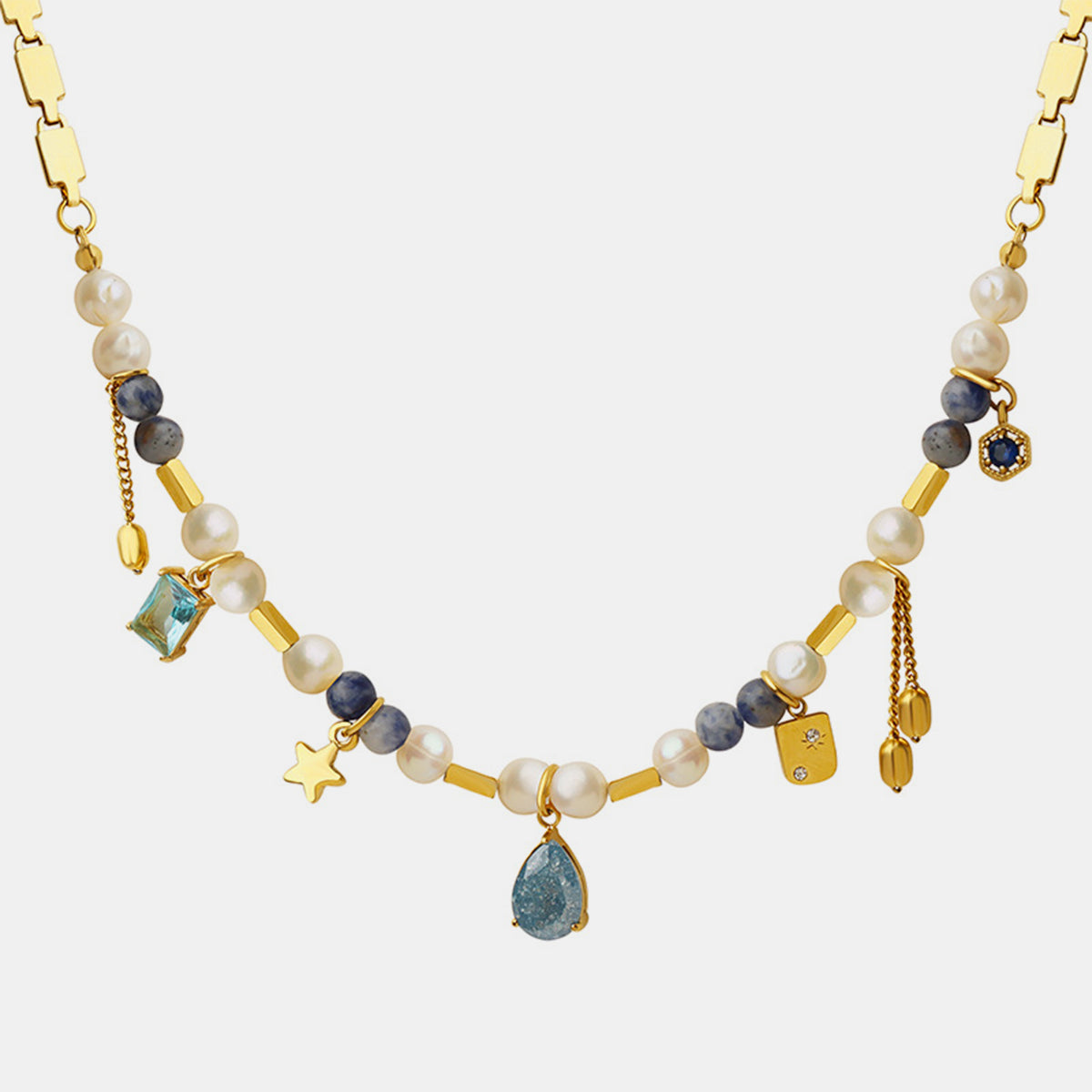 18K Gold-Plated Beaded Charm Necklace – Elegant & Versatile | MerchLuxx - MerchLuxx