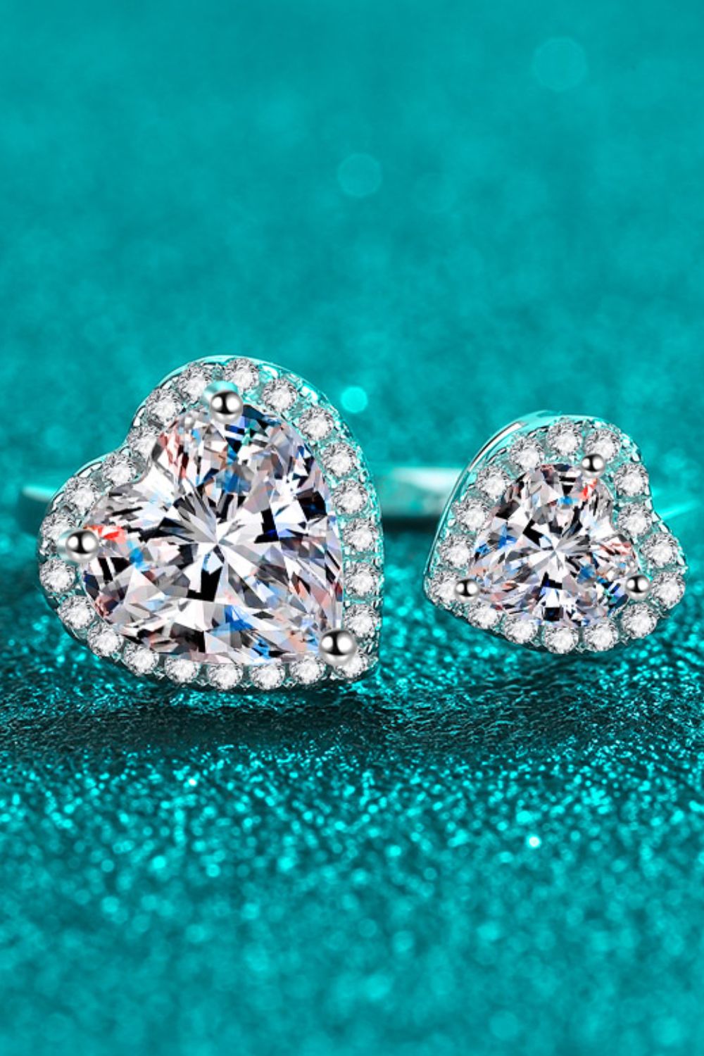 Close-up of the Lunara™ Double Heart Ring highlighting the heart-shaped moissanite stones