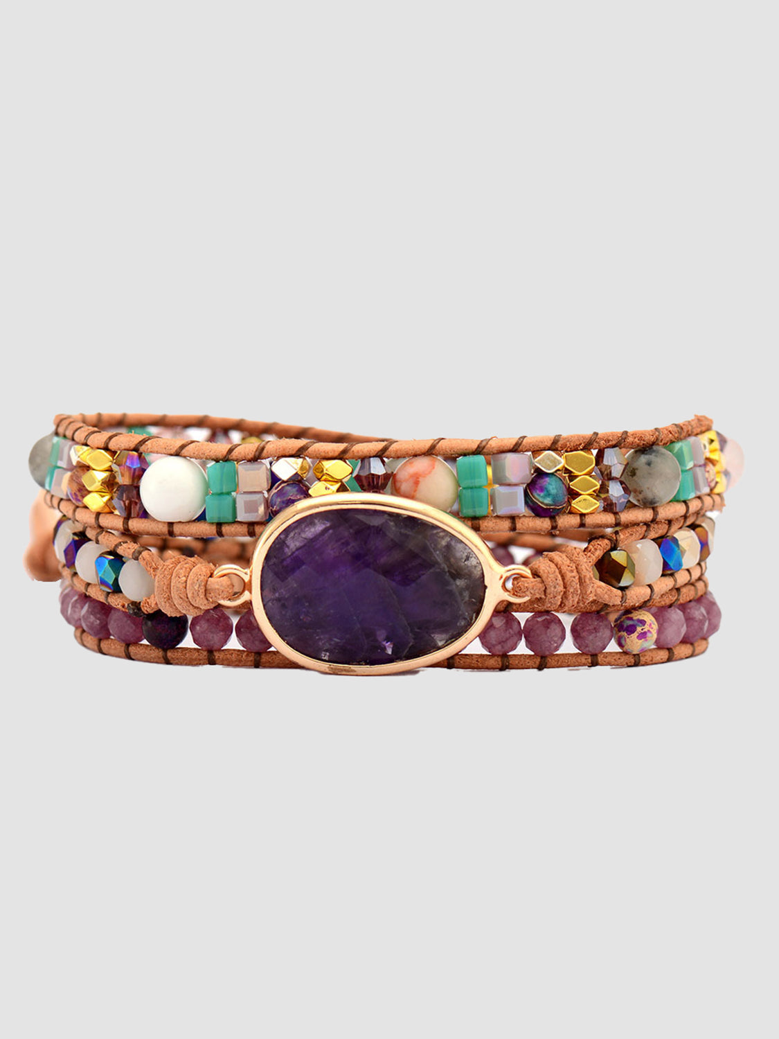 Triple-Layer Amethyst Bracelet – Exotic & Vibrant | MerchLuxx - MerchLuxx